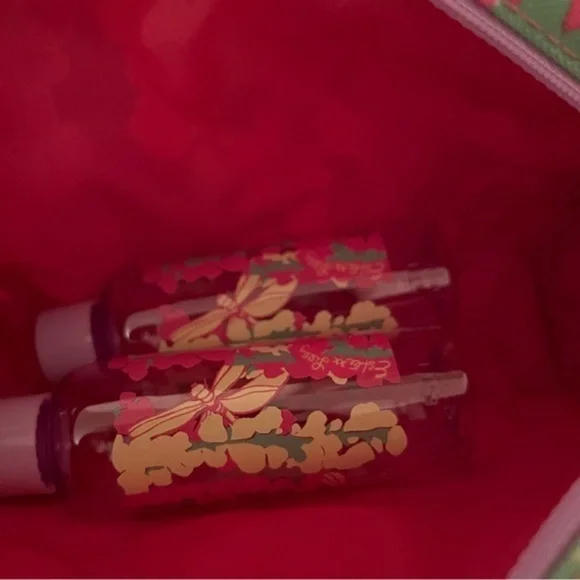 NEW Lilly Pulitzer estee lauder Makeup bag travel bottles floral print dragonfly - Picture 5 of 5